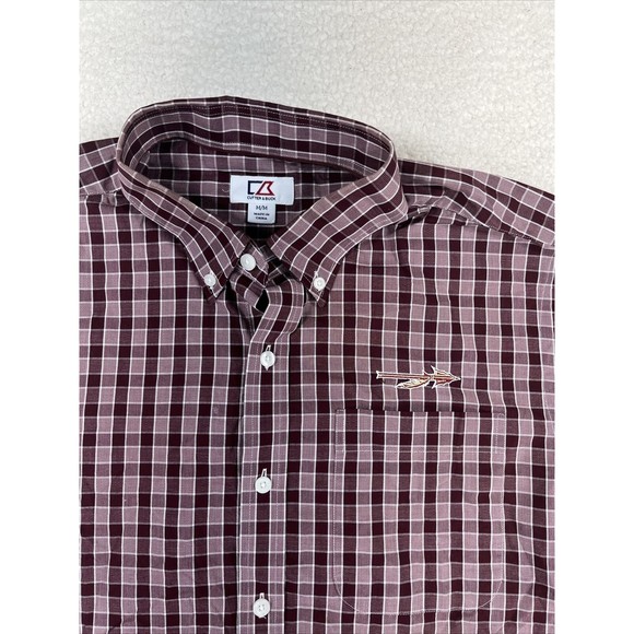 Cutter & Buck Florida State Seminoles Men’s Sz M Square Check Long Sleeve Shirt - Picture 3 of 10